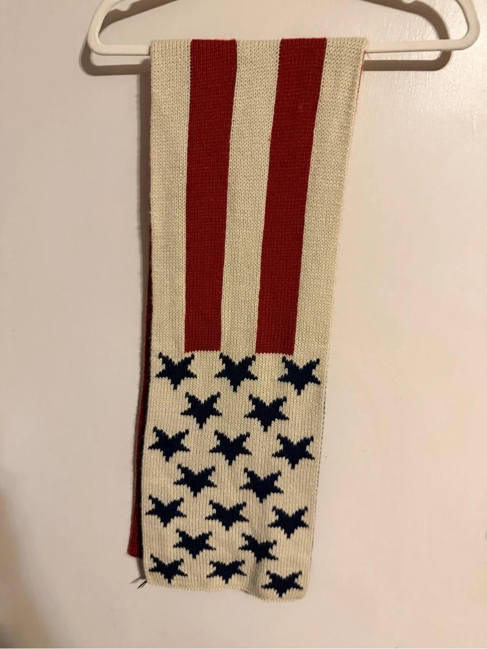 Americana Knit Flag Scarf‎ Red White Blue Stars Stripes Cozy Winter Unisex